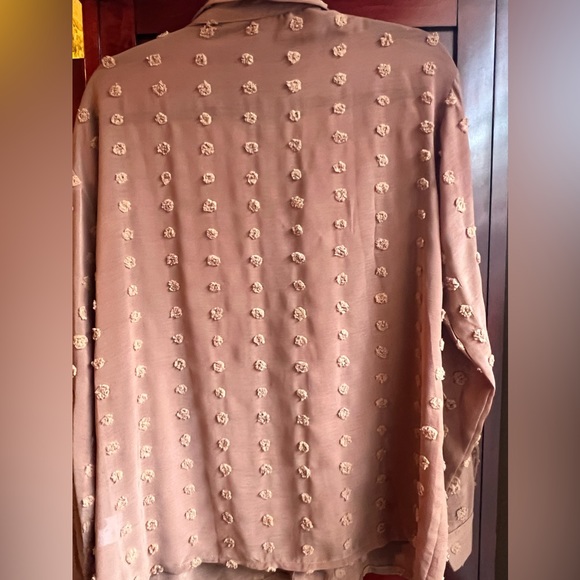 Tan button up blouses size large, never worn. - Picture 3 of 9